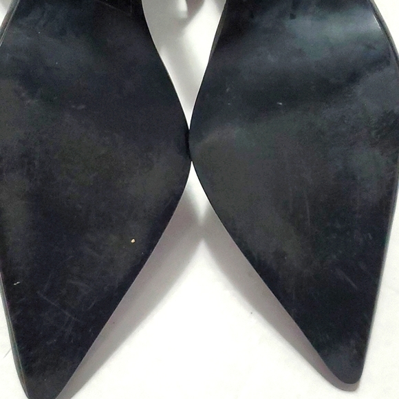 Steve Madden LIV Black Pointed Toes Leather Classic Chic Strappy Heels - Picture 10 of 12